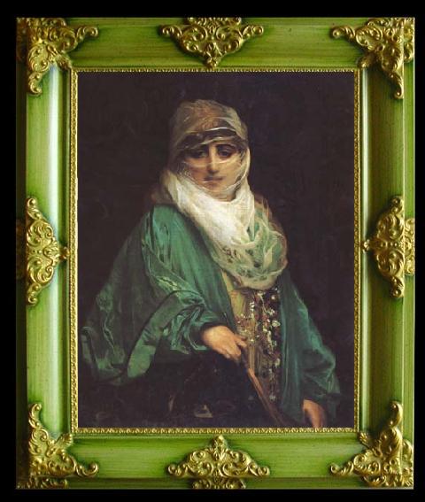 framed  Jean Leon Gerome Femme de Constantinople debout (mk32), Ta119-2